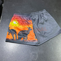 Shorts de rugby australiens personnalisés en maille/polyester, taille haute, fermeture élastique, séchage rapide, respirant, anti-plis pour hommes