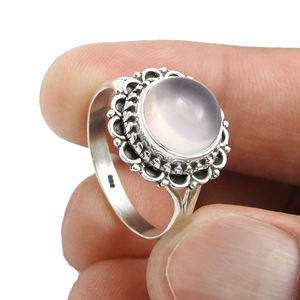Joyería hecha a mano de la mejor calidad de diseño moderno, anillo de forma redonda de piedras preciosas de cuarzo rosa Natural de Plata de Ley 925, proveedor mayorista - Product Image 4