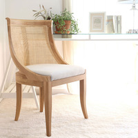 Chaise de salle à manger moderne en rotin de Madrid, structure en bois massif de teck, écologique, chaise coulissante blanche, pieds effilés, rembourrage en mousse, pour villa