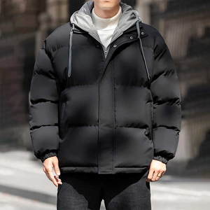 Chaqueta acolchada con capucha impermeable cálida negra de estilo de moda personalizada para hombre, chaqueta acolchada de invierno al por mayor - Product Image 5