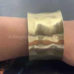 Brazalete de latón crudo de 69mm, brazalete de incrustaciones, brazalete de canal en blanco, pulsera ancha hecha a mano, latón crudo - Product Image 1