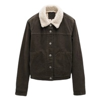 Veste d'hiver personnalisable pour homme avec col en fourrure Sherpa Logo en velours côtelé et coton MOQ bas OEM et ODM chaud par le fabricant