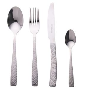 Set di posate Bali Sibilla da 24 pezzi in acciaio inossidabile lucido con manici argento opaco, con coltelli e posate piatte - Product Image 1