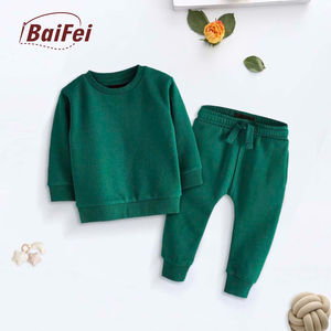 Custom Kids Tech Stacked Sweatsuit Conjuntos Imprimir Logo Algodón Liso Invierno Para Niños Niñas French Terry 2 Piezas Camisa Jogger Set - Product Image 6