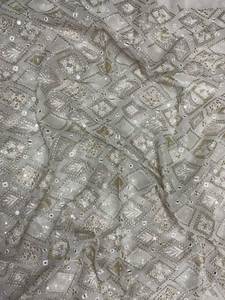 Viscose Georgette Broderie Séquence Tissu Miroir Travail Fantaisie Lahenga pour Dames Style Ethnique Indien Kurti et Choli Costume - Product Image 5