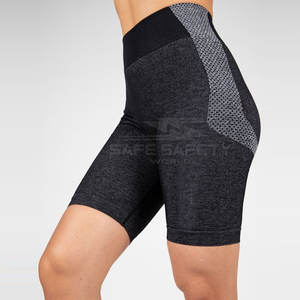 Pantalones cortos de entrenamiento de gimnasio de secado rápido con logotipo personalizado para mujer, pantalones cortos elásticos de cintura alta para correr, pantalones cortos de Yoga transpirables con patrón caliente - Product Image 4