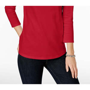 Top da Donna Charter Club in Cotone Pima con Bottoni sulle Spalle, Stile Formale a Quadri Rosso, Disponibile nelle Taglie XS-XL, in Maglia di Seta Poplin - Product Image 3