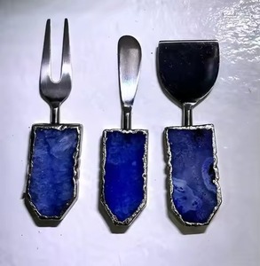 Ensemble de couteaux à fromage en pierre d'agate polie miroir, 3 pièces, pour hôtel et maison - Product Image 4