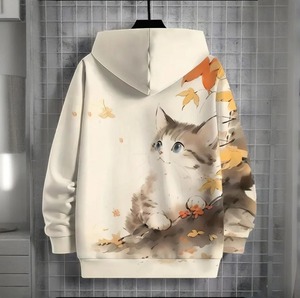Pull à capuche décontracté 100% coton pour hommes Nouveau personnalisé 3D imprimé par sublimation respirant saison d'automne brodé - Product Image 1