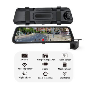 Carlover N3 ống kính kép Full HD 1080P Car DVR 10 inch Dash Cam phía sau xem gương lái xe ghi âm - Product Image 2