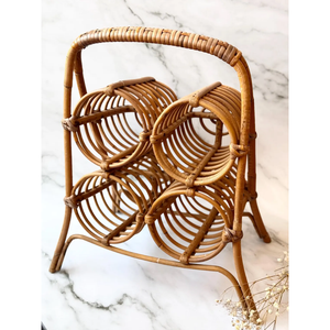 Porte-bouteilles de vin en rotin, rotin naturel, fait à la main, rangement de vin sur table - Product Image 2