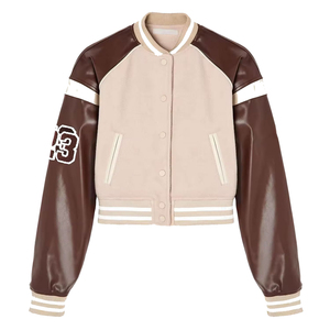 Veste bomber courte en laine rose personnalisée pour femmes, veste de baseball pour femmes, veste courte en laine et veste de baseball pour femmes - Product Image 1