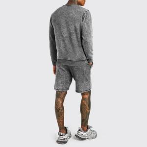 Haute qualité surdimensionné lavage à l'acide t-shirt ensemble court personnalisé hommes deux pièces sérigraphie respirant épais coton pour - Product Image 5