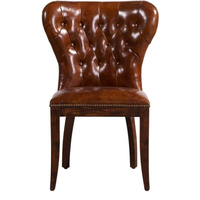 Chaise de salle à manger Chesterfield moderne de luxe en cuir véritable, capitonnée, dossier roulé, portable, écologique, pour la maison, le bureau et l'école