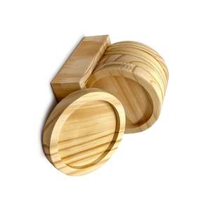 Sous-verres en bois d'acacia élégants Finition durable et haut de gamme avec tapis et tampons traditionnels au toucher de noyer - Product Image 2