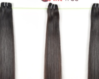 Extensions de cheveux naturels indiens Remy, noirs, lisses, en paquet de 22 pouces, double trame, doux et soyeux, à clipser