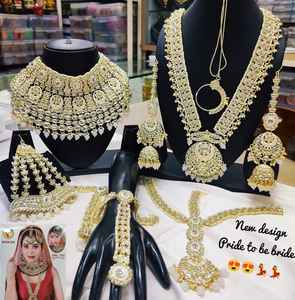 LATEST TRADITIONAL FASHIONABLE ANTIQUE DESIGNER BRIDAL <b>JEWELLERY</b> WITH GOLD PLATED & CZ BRIDEL <b>WEDDING</b> NECKLES <b>SET</b> <b>for</b> WOMEN. - Product Image 4