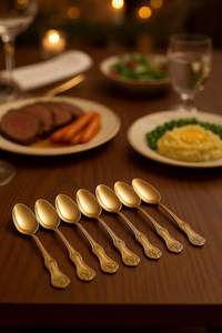 Cuchara de latón hecha a mano, cuchara de cocina, cuchara de comedor, cuchara de servir para restaurante, cubiertos para hotel, suministro ecológico - Product Image 4