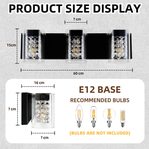 Modern Crystal Wall Lamp 3500K Warm White LED Bathroom Vanity Light <b>E12</b> <b>Bulb</b> Surface Mounted Mirror Lighting Fixture - Product Image 4