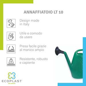 Regadera de Plástico Ecoplast de 10L, Duradera para Plantas y Flores, Fácil de Usar - Product Image 3