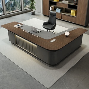 Modern L Shaped Executive Desk Wooden Computer <b>Office</b> Table Custom Management Panel Workstation Easy Assembly - Product Image 5