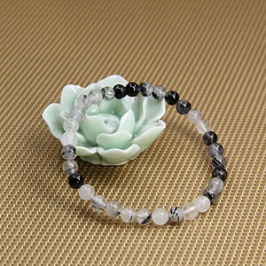 Top Grade Natural Black Rutile Beaded <b>Bracelet</b> 8mm & 10mm Round Agate Crystal Gems Trendy Stretchy <b>Bracelet</b> with Stone <b>Beads</b> - Product Image 3