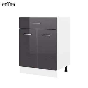 Nueva tendencia PET Alto brillo Superposición completa Puerta de losa Estructura sin marco europea RTA Armarios de base de cocina Unidades para apartamento - Product Image 1
