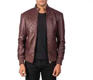 2024 latest fashion clothing design custom pure color windproof leather jacket for men Plus Size Men's Jackets