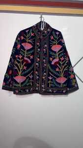 Floral Embroidered Velvet Jacket Handcrafted Boho Suzani Coat Suzani Style <b>bird</b> Design Velvet Suzani Jacket - Product Image 6