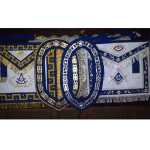 MasonicHub Past Master Delantal Mano Lingote Bordado Pilares Freemasons Gold Fringe 100% Piel de cordero Delantal masónico Bordado a mano - Product Image 6