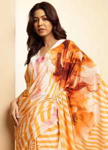 Indiano tradicional exclusivo cetim seda Saree Digital Print Sari Elegante nupcial Wedding Party Wear <span class=keywords><strong>Indian</strong></span> Boutique mais pesquisados - Product Image 5