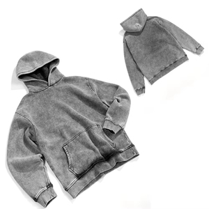 Sudaderas con capucha transpirables de secado rápido con lavado ácido, conceptos básicos de impresión personalizados, logotipo mezclado de algodón, sudaderas con capucha para hombre de alta calidad con lavado ácido - Product Image 6