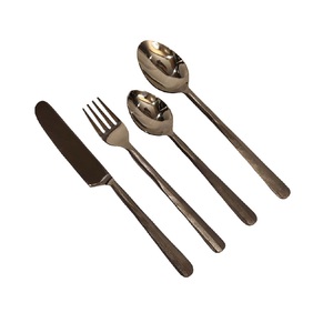 Juego de Cubiertos de acero inoxidable con acabado de latón Utensilios de metal que incluyen cuchara Tenedor Cuchillo con herramientas para servir - Product Image 1