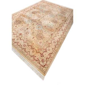 Tapis Aalam Pae-6034 en laine et soie noué à la main, grand format, vert, motif médaillon, rectangulaire, pour couloir, chambre, maison d'adolescents, salons - Product Image 2