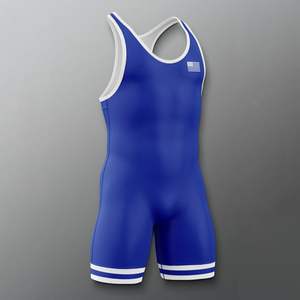 OEM Personnalisé TESPOO SPORTS 100% Polyester Séchage Rapide Lutte Singlets Plus Taille Contraste Bleu Impression Numérique Logo Personnalisé - Product Image 3