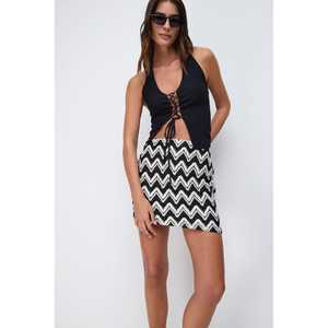 Mini <b>Skirt</b> with <b>Elastic</b> <b>Waist</b> - Product Image 4