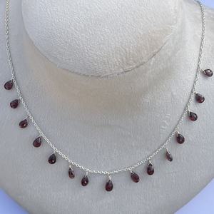 8mm Naturel Rouge Grenat Poire Perles À Facettes Chapelet Gouttes Collier 925 En Argent Sterling Bohème Victorien Perlé Bijoux Real Top - Product Image 1