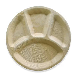 Assiette de séparation ronde jetable feuille d'areca bio Vaisselle de mariage élégante - Product Image 4