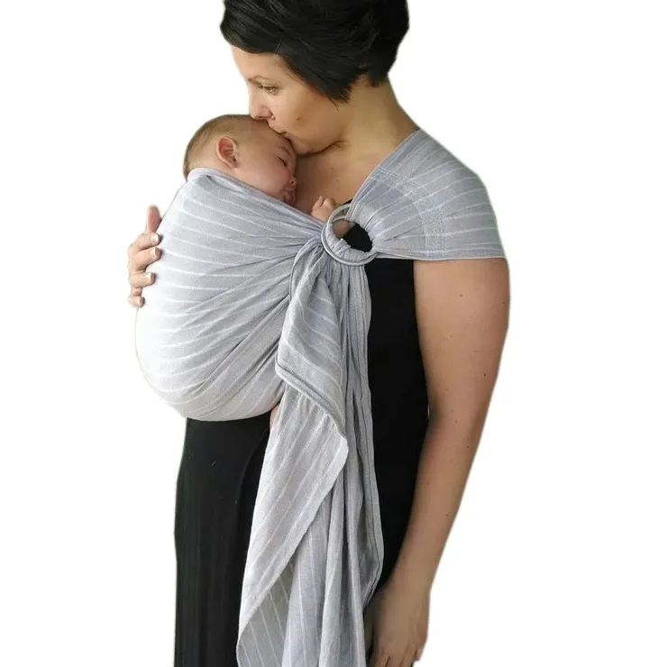 Porte-bébé en lin pur 100% lin doux porte-bébé anneau écharpe enveloppe bébé confortable