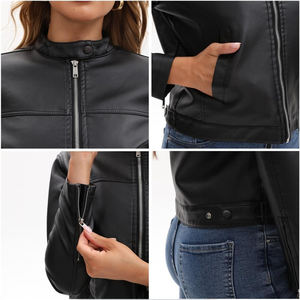 Veste en cuir véritable pour femmes, vêtement d'extérieur tendance, idéale pour les tenues décontractées d'hiver et le style urbain - Product Image 3
