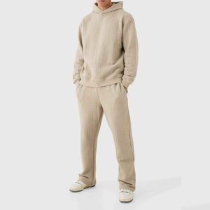 Ensemble de survêtement pour homme de haute qualité, hiver 2025, surdimensionné, 100% coton, sweat-shirt à capuche et jogging, longueur complète, léger, respirant, décontracté, tendance - Product Image 1