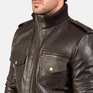 Chaqueta de cuero genuino de alta calidad para hombre, diseño personalizado con 4 bolsillos, nueva chaqueta de cuero vacuno a la moda para hombre. - Product Image 2