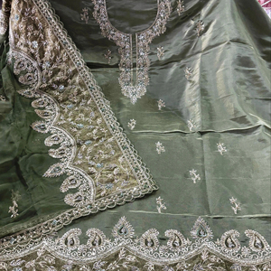 Trajes de seda Premium bordados a mano sin costuras de diseñador moderno para mujer, moda tradicional india, estilo delantero, protección solar - Product Image 2