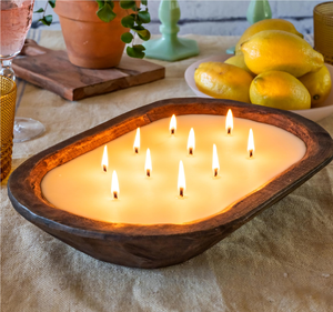 Cuenco de madera para velas, cuenco decorativo de madera para sala de estar, decoración del hogar, pieza decorativa, portavelas de madera - Product Image 6