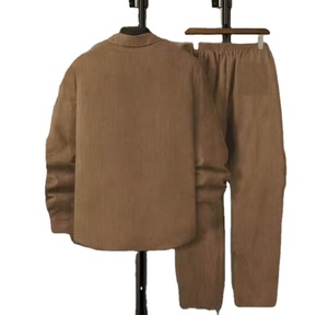 Ensemble de vêtements de sport décontractés pour hommes, nouvelle mode, ensemble 2 pièces, veste à manches longues de couleur unie, pantalon en tricot à motif imprimé - Product Image 3