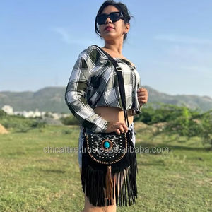 2025 Trendy Cowhide Leather Tassel Hobo Shoulder <b>Bags</b> Featured Purses Bohemian Fringed Handbags Crossbody <b>Bags</b> for <b>Women</b> - Product Image 2