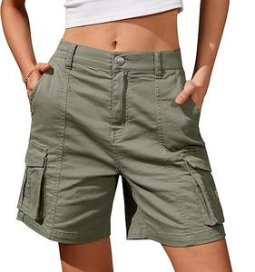 Pantalones cortos transpirables de algodón para mujer, pantalones cortos de chándal de verano, informales, teñidos, lisos, con múltiples bolsillos, hasta la rodilla, pantalones cortos Cargo a la venta - Product Image 3
