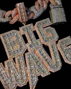 Colgante de moissanita real de 4 quilates con chapado en oro blanco de 14 quilates Corte redondo Estilo hip-hop Corte de princesa personalizable - Product Image 4