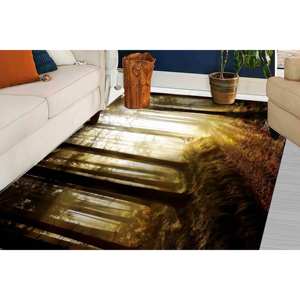 Alfombra estampada con diseño de camino forestal al atardecer, alfombra de terciopelo - Product Image 4