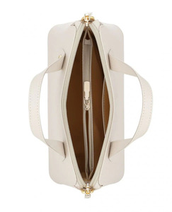 Haute qualité femmes Beige en cuir véritable élégant fermeture éclair sac à main deux poignées de transport bandoulière en gros OEM Logo personnalisé et couleurs - Product Image 3